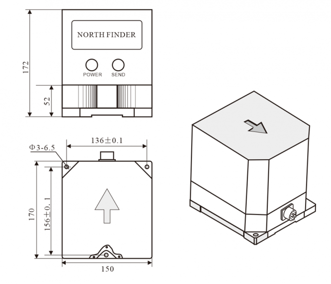 0.1deg Precise North Seeker Accelerometer Range 2g 50Hz Bandwidth 0